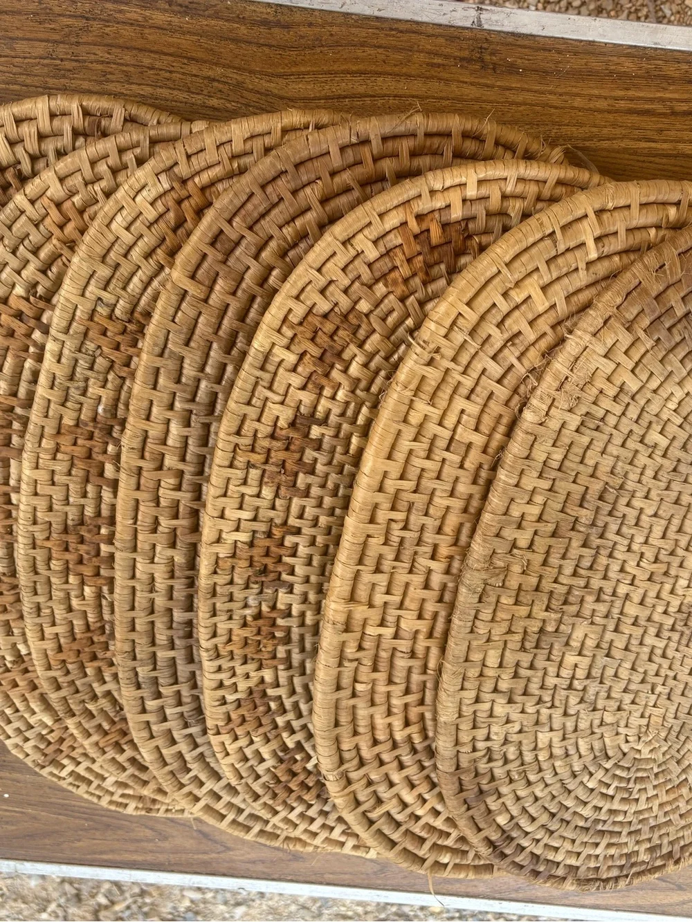 Natural Woven Rattan Placemats - Set of 6